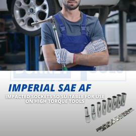 Dunnet Tools 8 Piece 3/8" Drive Socket Set Imperial Heavy Duty Hex Socket Tool Set 5/6" - 3/4" Chrome Vanadium Heavy Duty Sockets with Rail 3/8" Socket Sets