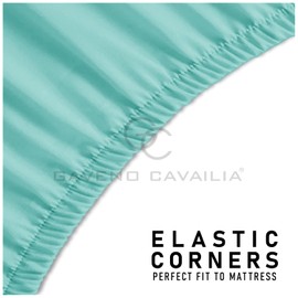 Premium King Size Extra Deep Fitted Sheet Aqua - Extra Deep Pocket Bed Sheet 16 Inch 40 Cm - Non Iron Polycotton Deep King Size Fitted Sheet, 152X203Cm