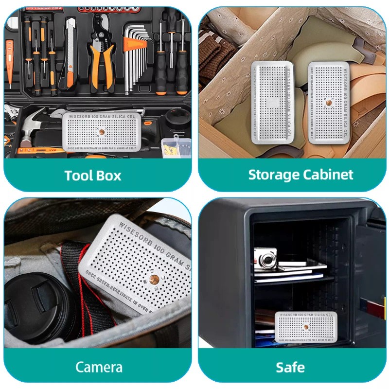 Wisesorb 100Gram Indicating Silica Gel Canister, Reusable Desiccant Dehumidifier, 2
