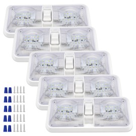 KUAFU 5 Pack RV Ceiling Lights 12V LED Double Dome Interior Lights Camper RV Car Trailer ON/Off Switch Interior Lighting Clear Lens, GO-3265
