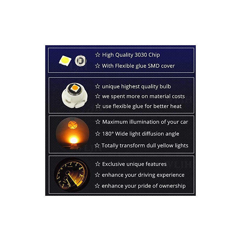 WLJH Yellow Climate Control Panel Lights A/C Dashboard Dash Heater