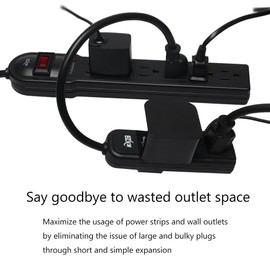 KMC 3-Outlet Power Strip Power Extension Cord 5-Pack,Outlet Saver,1-Foot Cord, ETL Listed