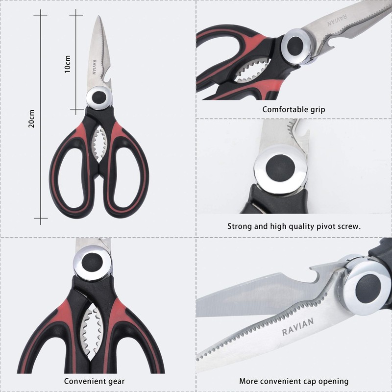 Ravian Kitchen Scissor Heavy Duty Shears with PP Cover Multifunctional