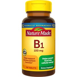 Nature Made Vitamin B1 100mg, Dietary Supplement for Energy Metabolism Support, 100 Tabletss, 100 Day Supply.