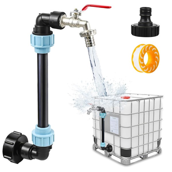Wowlela IBC Tank Outlet Tap, IBC Gooseneck 3/4 Inch Outlet