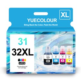 31 32 Refill Ink Bottle Replacement for HP HGT-32XL HGT-31XL H-31 H-32 Ink Bottle Use with HP Smart Tank 5000 7301 6001 7602 5102 7001 Plus 551 651 Printers (1 Black,1 Cyan,1 Magenta,1 Yellow)