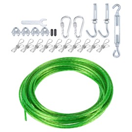 PATIKIL Plastic Coated Clothesline Kit, 5/32" x33ft Steel Core Clothes line Metal Cable for Drying Clothes, Outside Hanging