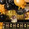 Xiliconie 3PCS 90th Birthday Tablecloth Black and Gold Back in
