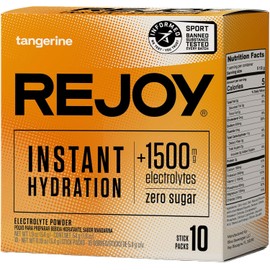 Paquetes de electrolitos REJOY sabor mandarina – hidratación instantánea sin azúcar, vegano, 10 sobres