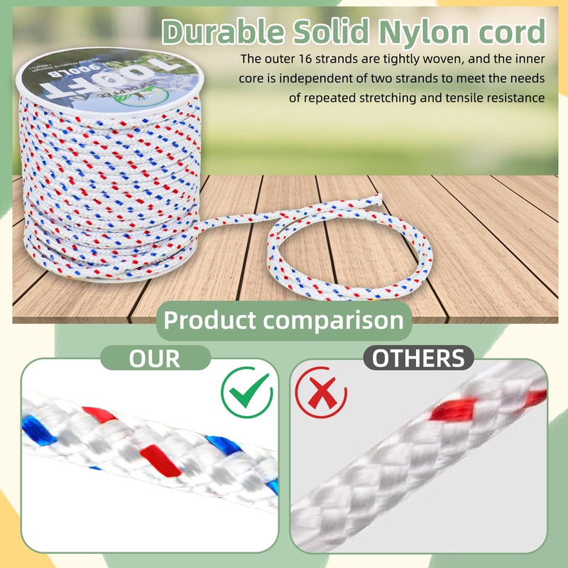 SSFOLPFEE High Strength Recoil Starter Rope, 5.0mm × 100FT, Heavy