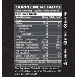 Rogue Energy Hydration Powder for Daily Use & Long Gaming Hours - Electrolyte Powder with Magnesium, Potassium, Vitamin - Hydrate Electrolyte Powder - Sugar & Gluten Free (Radiant Rush - 40 Servings)