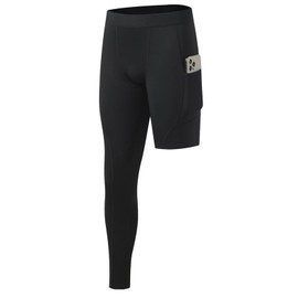 Towintec Men’s One Leg Compression Pants Full Length Tight for Basketball 1/2 Single Leg Long Pant Base Layer Sport Leggings Underwear(Black,L)