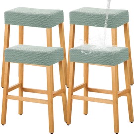 YISUN Stool Cover Rectangle 4 PCS, Stretch Waterproof Polar Fleece Bar Stool Seat Cover, Counter Saddle Stool Cover for Kitchen Island Chairs Wooden Metal Bar Stools