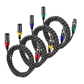 Jozzai XLR Cable 25ft 4 Packs - Premium Balanced Microphone Cable with 3-Pin XLR Male to Female Mic Speaker Cable, Black and White Grid Layer, Pure Copper and Plated Conductors