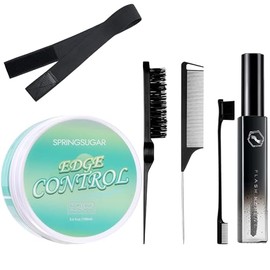 SPRINGSUGAR Kit De Control De Borde De 6 Piezas Para Cabello De Mujer - Gel Suave De Fijación Fuerte, Productos Para El Peinado Del Cabello, Palillo De Acabado De Borde De Cabello 4C, Peines Para El C