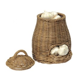 KOUBOO 1020027 Wicker Garlic Fruit and Vegetable Storage Basket, Small, 7.5" x 7.5" x 10.5" , brown
