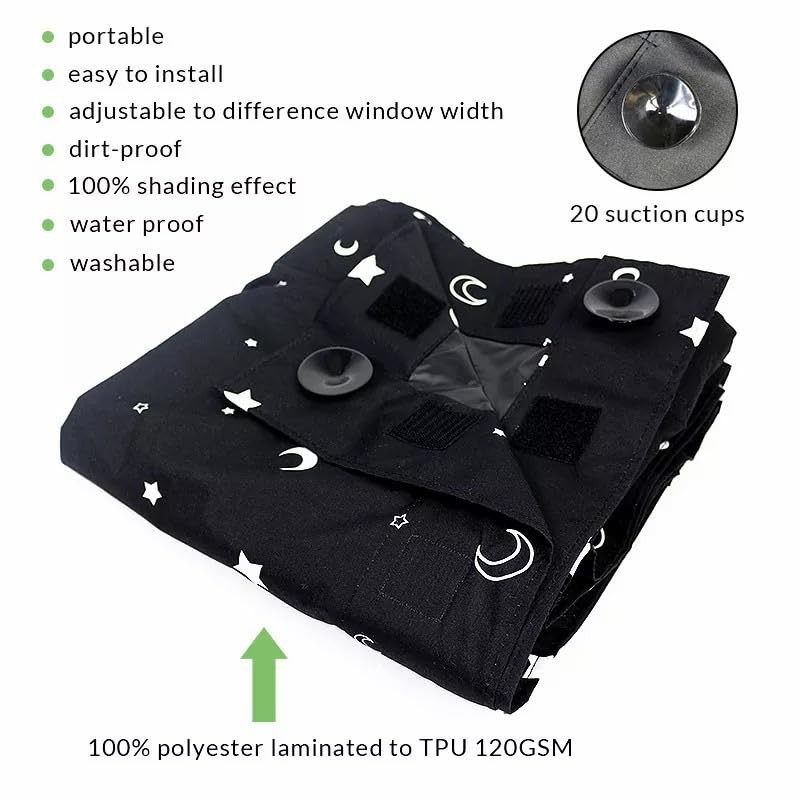 Portable Blackout Blind with Suction Cups, Adjustable Lightweight Temporary Blackout