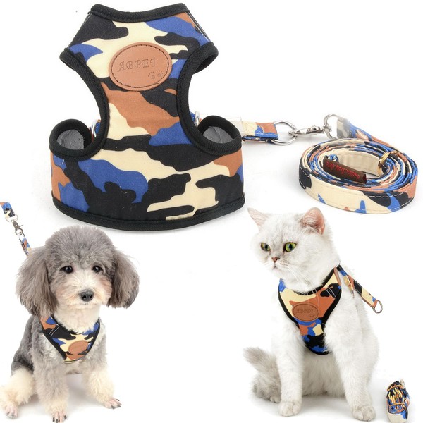 SMALLLEE_LUCKY_STORE Small Dog Cat Mesh Harness and Lead no Escape