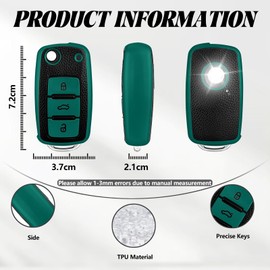 TOOMUME Key Case TPU Leather Structure Car Key Cover Fits VW Volkswagen Golf 4/5/6 Multivan T5 Polo Up Caddy Beetle Sharan Jetta Bora Seat Ibiza Skoda Fabia