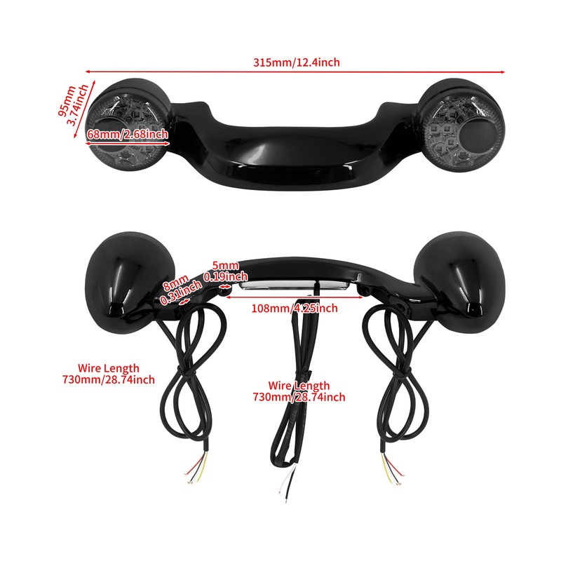 HDBUBALUS Motorcycle Integrated Turn Signals Brake Light Running Lamp Down