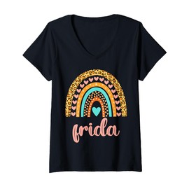 Womens Frida T-Shirt Frida Name Birthday Shirt Gift V-Neck T-Shirt