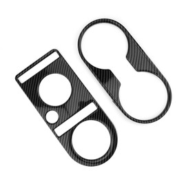 JUIVEEL ABS Central Gear Shift Panel Cover Center Console Gear Shift Panel Cover Water Cup Holder Cover Compatible with Genesis GV80 2025 [PE] Accessories (Carbon Fiber Style)