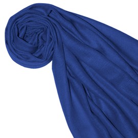 Lorenzo Cana 78309 Women's Pashmina Scarf 100% Cashmere Light Cuddly Soft Cashmere Scarf Cashmere Pashmina Plain Blue, blue