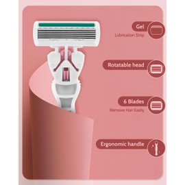 Razors for Women Sensitive Skin with 15 Blade Refills, 6 Blades Women’s razors for Shaving Including 2 Travel Razors for Women with 15 Blade Refills,Green