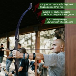 IS-TONGTU Archery Bow for Adult Beginner, Left and Right Handed Recurve Bow and Arrow 20LB 30LB 40LB Takedown Bow Set Easy to Assemble (Black, 40 LB)