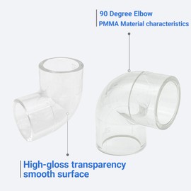 16mm/0.62Inch Cear Acrylic 90 Degree Elbow Pipe Fitting – 2 Way Right Angle Acrylic Pipe Adapter Fittings for Aquarium, Fish Tank, Water Pipe, DIY Furniture, Plumbing