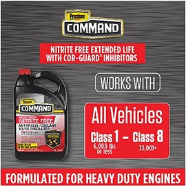 Prestone Cor-Guard Command Nitrite Free Extended Life Antifreeze and Coolant Prediluted, Red, 1 Gallon, Pack of 6