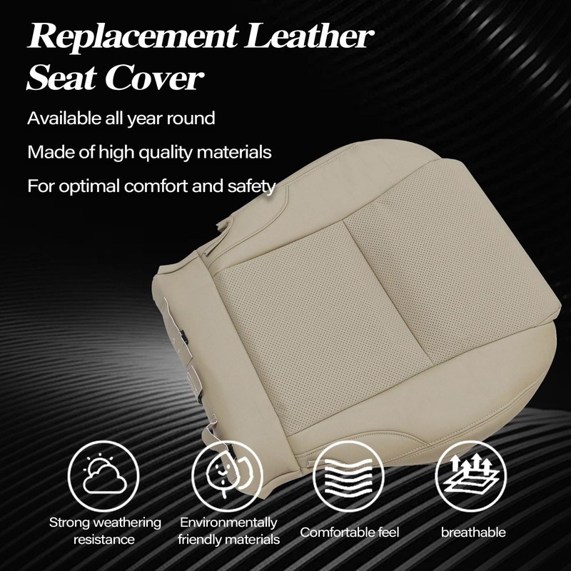 SecosAutoparts Tan Front Driver Side Bottom Perforated Microfiber Leather Replacement