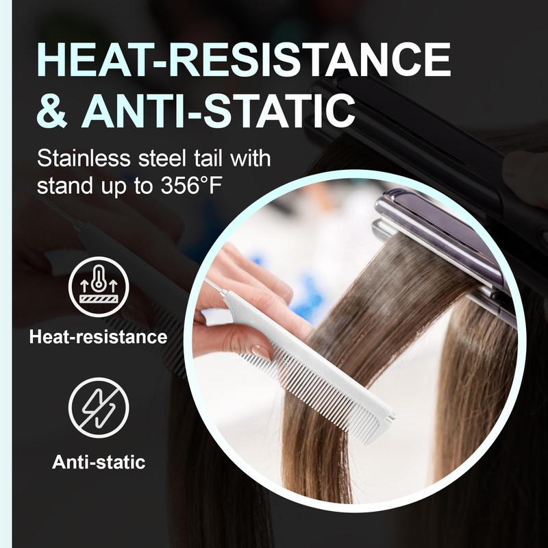 Jurrissa Rat Tail Combs for Parting, Protable Retractable Rat Tail