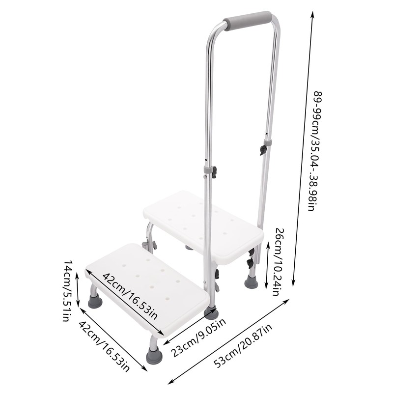 Heavy-Duty 2-Step Stool with Handle for Elderly - Non-Slip Bedside