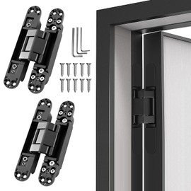 Pacify 2 Set 7Inches Hidden Door Hinges, Heavy Duty Concealed Hinges Adjustable 180 Degree 3D Invisible Door Hinges with Capacity up to 177lb