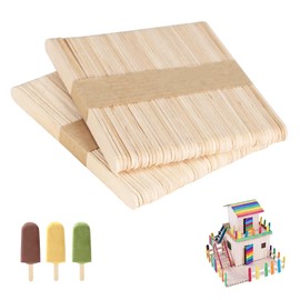 XDLOIFN Pack of 100 Wooden Ice Cream Sticks, Wooden Sticks for Crafts, DIY Crafts, Ice Sticks for Crafts for Children - 114 mm x 9 mm x 2 mm