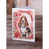 Caroline's Treasures DAC4349GCA7P Basset Hound Valentine Roses Greeting Cards Pack