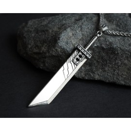 Extra Large Fantasy RPG VII Remake Cloud Buster Sword Pendant Necklace (Stainless Steel)