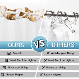 WITHLOC No Hook Shower Curtain with Snap in Liner - Eucalyptus Shower Curtain - Washable Waterproof Inner Liner, Plants Orange Leaves Modern Shower Curtains - Machine Washable, 71 x 74