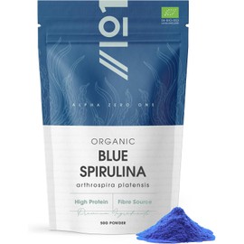 Organic Blue Spirulina Powder 50g – 100% Natural Phycocyanin for Smoothies & Recipes – Vibrant Blue Superfood – Protein-Rich – Eco-Friendly Resealable Pouch by Alpha01