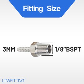 LTWFITTING Stainless Steel 316 Barbed Connector Male BSPT x Hose Barb Fuel Gas Water