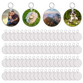 LaiHiulaan 240Pcs Sublimation Keychain Blanks Round Bulk Products Double Sides 80 MDF Sublimation Keychains Blank with 160 Rings and Clips Heat Transfer for Craft
