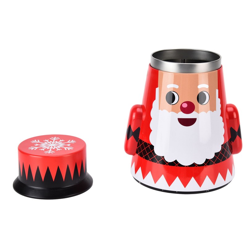 Christmas Candy Iron Box Roly Poly Design Santa Claus Snowman