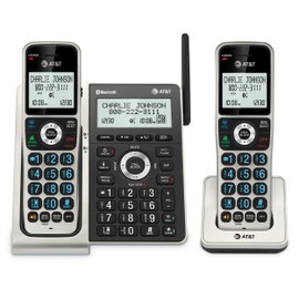 AT&T BL3107-2 2-Handset DECT 6.0 Cordless Home Phone with Bluetooth, Answering System, Smart Call Blocker, Extended Range, 2" Backlit Screen, Lighted Keypad with Big Buttons, Caller ID & Call logs