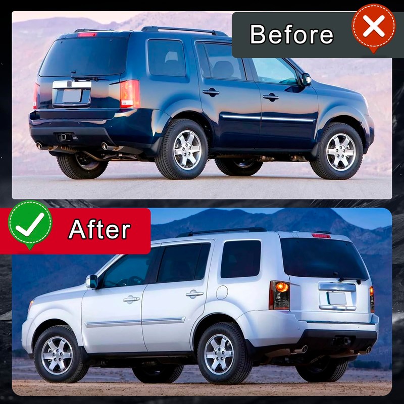 Pair Smoke Lens Tail Light Assembly Compatible with Honda Pilot