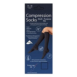 Pretty Legs UK Travel Maternity Sports Fine Rib Compression Socks (UK 4 - 7)