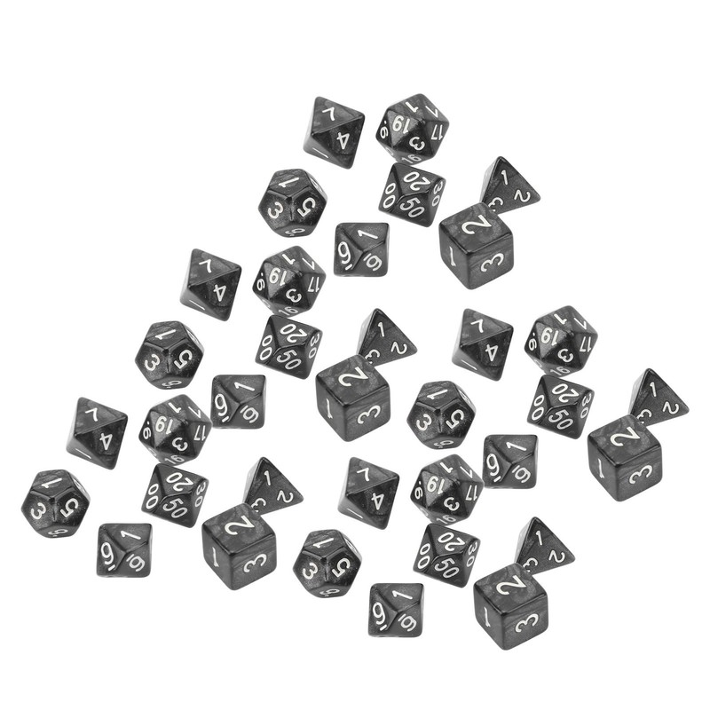 35Pcs Plastic Dice Kit Pearl Pattern White Numbers Polyhedral Dices