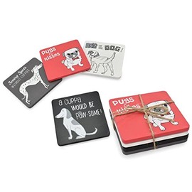 Carousel Home and Gifts Set Of 4 Wooden Dog Design Coasters For Tea Coffee Drinks