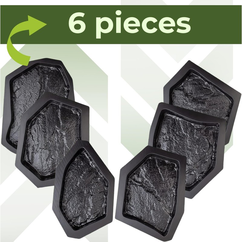 Betonex 6 pcs Flagstone Molds ABS 2mm Cement Mold -