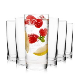 OUWO Highball Glasses Set of 6, 16oz Tall Drinking Glasses, Water Glass for Kitchen, Tom Collins Glasses, Mojito Glass Cups, Cocktail Glasses for Bar Glassware